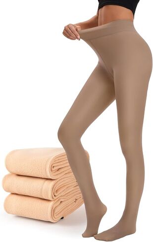 Fleece Lined Tights Women Leggings Thermal Pantyhose Fake Translucent Opaque High Waisted Winter Warm Sheer Tight in Saudi Arabia