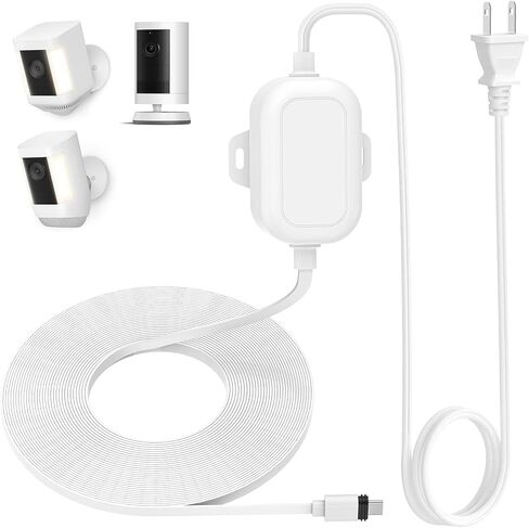 سلك طاقة مقاوم للطقس لكاميرا Ring Outdoor Cam Plus/Ring Spotlight Cam Plus/Pro (بطارية)، كابل شحن خارجي USB-C بطول 20 قدم/6 متر يعمل بشكل مستمر على تشغيل الكاميرا الخاصة بك، أسود in Kuwait