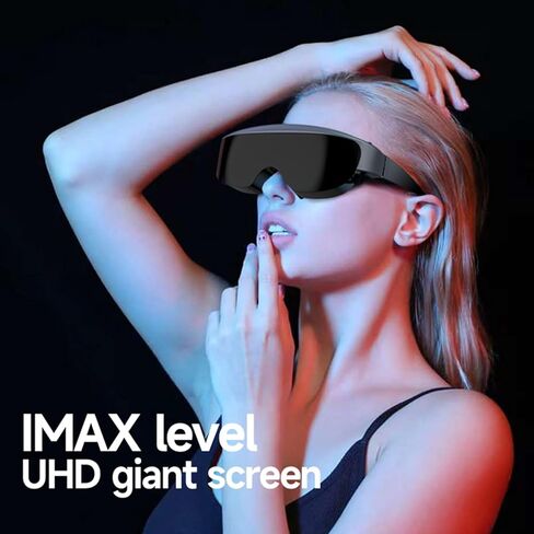 نظارات ذكية مزودة بشاشة افتراضية عالية الدقة مقاس 400 بوصة، نظارات مشغل فيديو مع شاشة OLED لضبط قصر النظر من 0 إلى 600 ومكبرات صوت مدمجة من النوع C in Kuwait