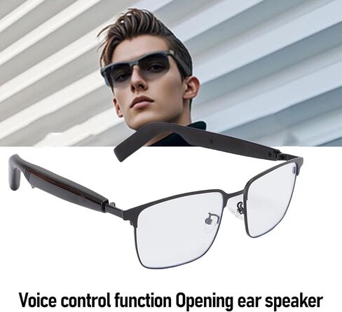 ASHATA Smart Glasses, Blue Light Filtering Wireless Sunglasses with Built in Speakers, IP54 Water Proof Voice Control, for Driving Hiking Outdoor Activities in Saudi Arabia