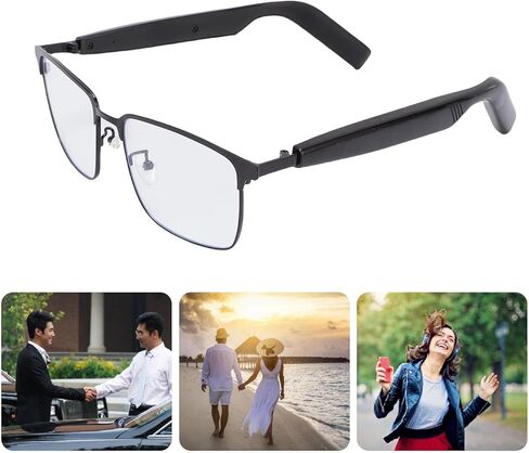 ASHATA Smart Glasses, Blue Light Filtering Wireless Sunglasses with Built in Speakers, IP54 Water Proof Voice Control, for Driving Hiking Outdoor Activities in Saudi Arabia