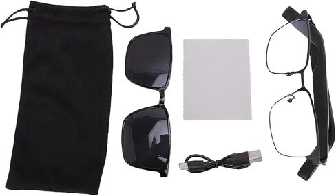 ASHATA Smart Glasses, Blue Light Filtering Wireless Sunglasses with Built in Speakers, IP54 Water Proof Voice Control, for Driving Hiking Outdoor Activities in Saudi Arabia