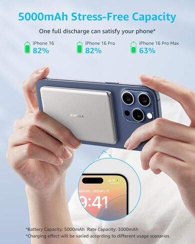 Power Bank for MagSafe 5000mAh for iPhone Charging Sliver in Saudi Arabia