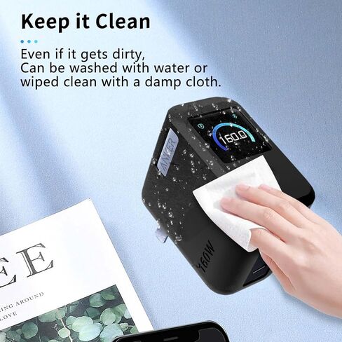 حافظة لشاحن Anker Prime 160W، غطاء حماية من السيليكون مع واقي شاشة 2pack، مقاوم للسقوط، مقاوم للخدش، مقاوم للصدمات، مقاوم للغبار، واقي شاشة لشاحن Anker 160W (أسود) in Saudi Arabia