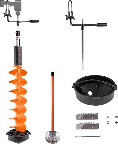Ice Auger Bit, 8'' Ice Augers for Ice Fishing, Ice Fishing Auger with Universal Adapter & Top Plate in Saudi Arabia