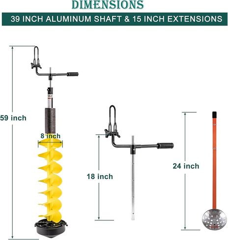 Ice Auger Bit, 8'' Ice Augers for Ice Fishing, Ice Fishing Auger with Universal Adapter & Top Plate in Saudi Arabia