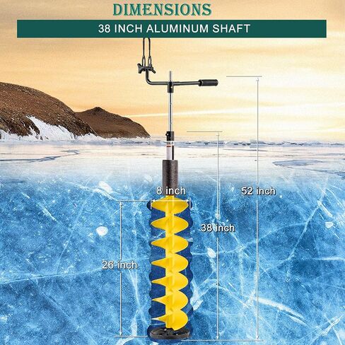 Ice Auger Bit, 8'' Ice Augers for Ice Fishing, Ice Fishing Auger with Universal Adapter & Top Plate in Saudi Arabia