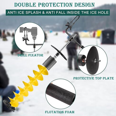 Ice Auger Bit, 8'' Ice Augers for Ice Fishing, Ice Fishing Auger with Universal Adapter & Top Plate in Saudi Arabia