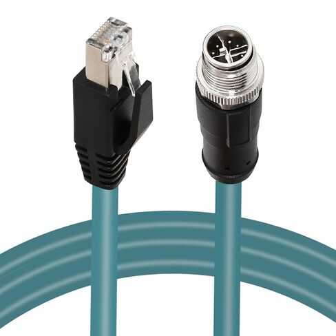 M12 X-Code 8 Pin Industrial Ethernet Cable, IP67 Waterproof Shielded Sensor Cable, Male to Female High-Flex Aviation Connector for Cognex Camera, PLC, Automation System in Saudi Arabia