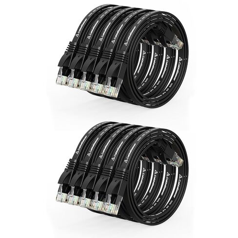 كابل إيثرنت Cat 6 بطول 1.5 قدم (24 حزمة) (بسعر Cat5e ولكن عرض نطاق ترددي أعلى) كابلات شبكة الإنترنت المسطحة - كابل تصحيح Cat6 Ethernet قصير - كابل LAN للكمبيوتر الأسود مع موصلات Snagless RJ45 in Saudi Arabia