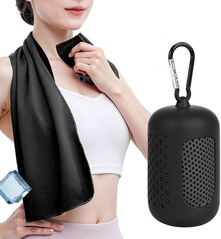 Foldable Magnetic Quick-Dry Towel – Black Ice Workout Towel with Pouch for Travel, Camping, and Fitness in Saudi Arabia