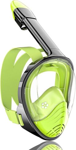 Qingsong Full Face Snorkel Mask للبالغين ، معدات الغطس مع تركيب الكاميرا ، 180 درجة من عرض Snorkel مجموعة مضادة لمكافحة الخداع in Kuwait