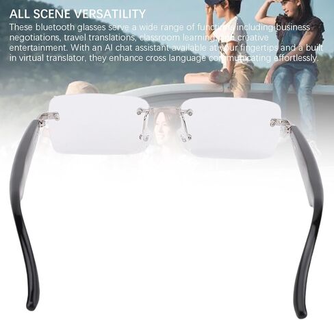 SUNGOOYUE AI Smart Glasses,5.4 Real Time Translation GPT & DeepSeek Support 98% Accuracy Multilingual AI Assistant with Noise Reduction for Business Travel Learning (Silver) in Saudi Arabia