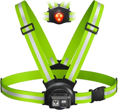 Acso Running Lights for Runners, 500 Lumens Running Light with 360°Reflective Vest, 45° Adjustable,IPX5 Waterproof Rechargeable Light Up Gear for Night Walking/Cycling/Jogging/Hiking in Saudi Arabia