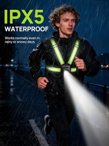 Acso Running Lights for Runners, 500 Lumens Running Light with 360°Reflective Vest, 45° Adjustable,IPX5 Waterproof Rechargeable Light Up Gear for Night Walking/Cycling/Jogging/Hiking in Saudi Arabia