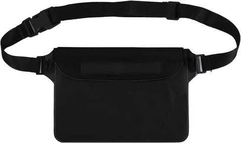 قفل ثلاثي بسحاب حماية مقاوم للماء - حقيبة هاتف مقاومة للماء مع حزام الخصر، للرياضات المائية في الهواء الطلق، القوارب، المشي لمسافات طويلة، التجديف، صيد الأسماك، الشاطئ، التخييم والسباحة (أسود شفاف) in Kuwait