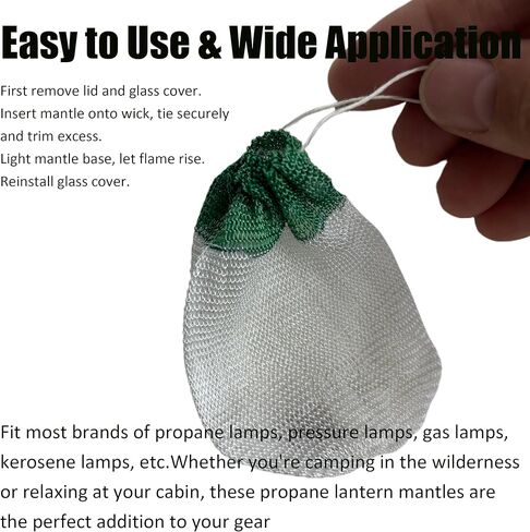 20 قطعة من عباءات فانوس البروبان، 2 × 3.3 بوصة، نمط ربطة عنق للتخييم ومصابيح الغاز الخارجية/إكسسوارات الفانوس in Kuwait