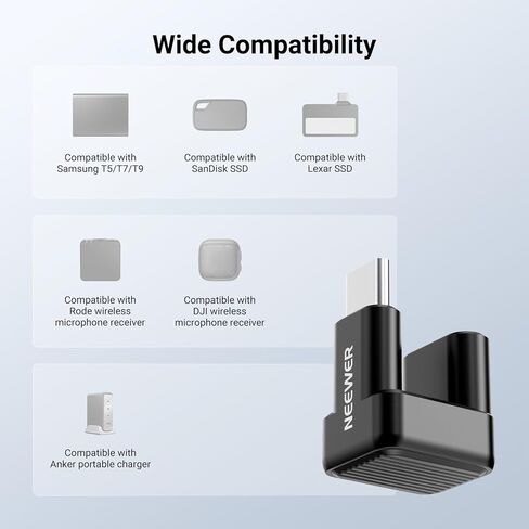 NEEWER USB Type C Adapter, 180 Degree U Shaped USB C OTG Adapter Extender Mobile Photography Accessories Compatible with iPhone 17 16 15 Samsung S25 Ultra Phone Cage & Case, PS017 in Saudi Arabia