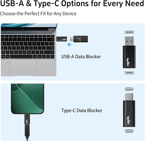 USB Data Blocker 2-Pack, USB-A to A & USB-C to C Data Blocker Adapter Only for Quick Charge, Protect Against Juice Jacking for iPhone, Android, PC, Laptop, Tablet in Saudi Arabia