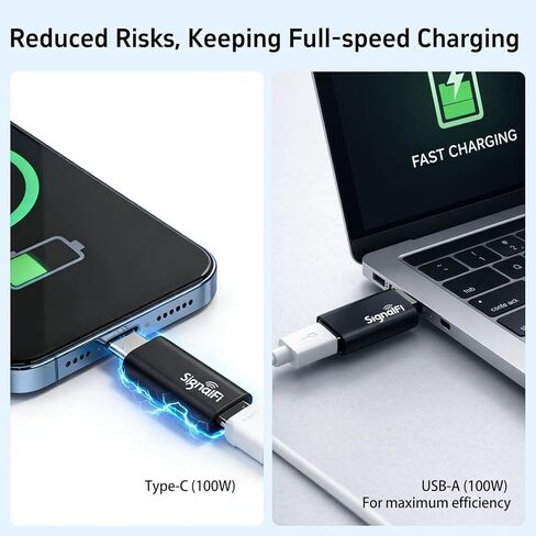 USB Data Blocker 2-Pack, USB-A to A & USB-C to C Data Blocker Adapter Only for Quick Charge, Protect Against Juice Jacking for iPhone, Android, PC, Laptop, Tablet in Saudi Arabia