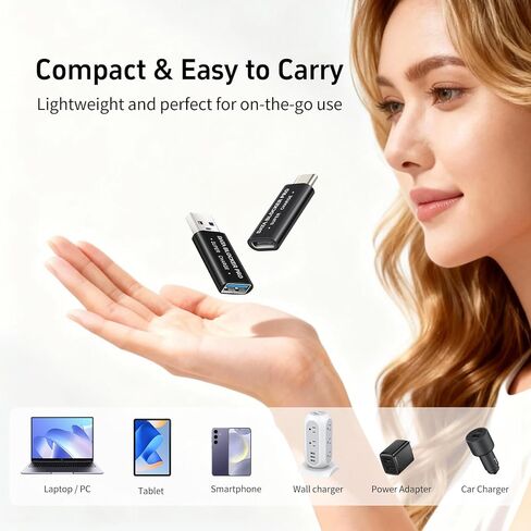 USB Data Blocker 2-Pack, USB-A to A & USB-C to C Data Blocker Adapter Only for Quick Charge, Protect Against Juice Jacking for iPhone, Android, PC, Laptop, Tablet in Saudi Arabia