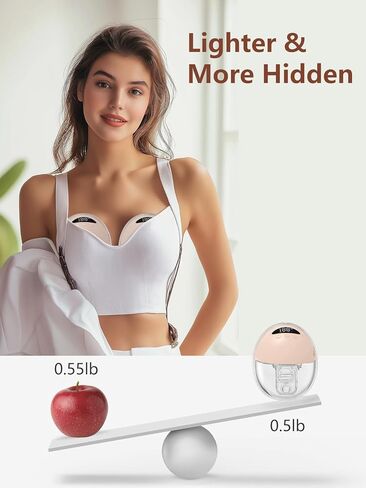 Hands Free Breast Pump, Wearable Breastfeeding Pump, Lightweight Portable Electric Pump 4 Modes & 12 Suction Levels, Comfortable & Low Noise, 24mm Flange, 2 Pack Pink in Saudi Arabia