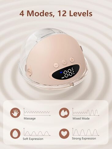 Hands Free Breast Pump, Wearable Breastfeeding Pump, Lightweight Portable Electric Pump 4 Modes & 12 Suction Levels, Comfortable & Low Noise, 24mm Flange, 2 Pack Pink in Saudi Arabia