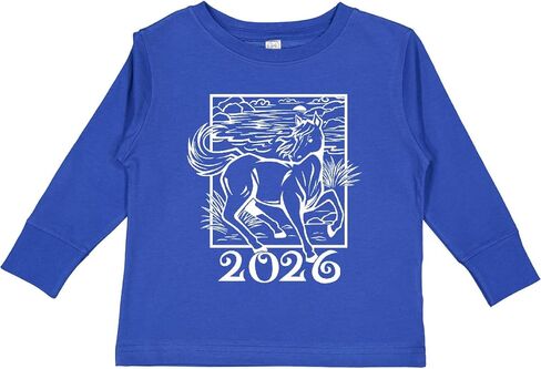 inktastic 2026 Chinese New Year Horse Toddler Long Sleeve T-Shirt in Saudi Arabia