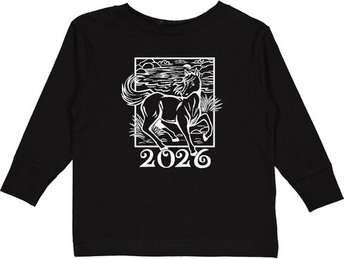 inktastic 2026 Chinese New Year Horse Toddler Long Sleeve T-Shirt in Saudi Arabia