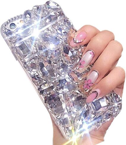 LCHDA Bling Diamond Case for Google Pixel 10 Pro XL, Glitter Clear Crystal Bright Full Diamonds Luxury Sparkle Rhinestone Bumper Women Girls Protective Phone Case Cover - White in Saudi Arabia