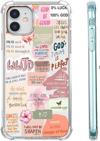 حافظة لهاتف iPhone 11 بتصميم مسيحي، نمط مجمعة لآية الكتاب المقدس للرجال والنساء، حافظة شفافة نحيفة من مادة TPU الناعمة، 6.1 بوصة (كريستيان، 11) in Saudi Arabia