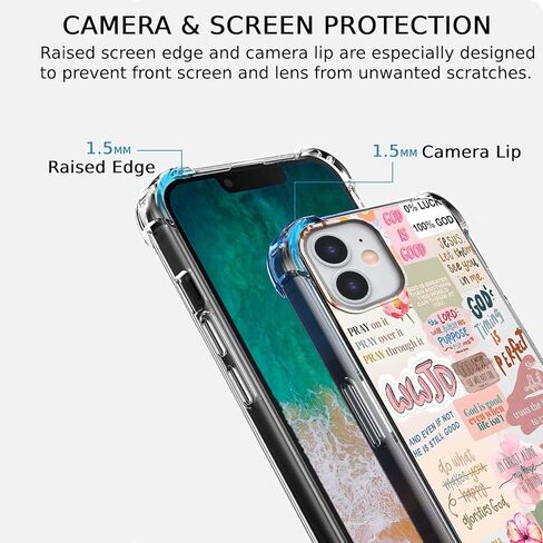 حافظة لهاتف iPhone 11 بتصميم مسيحي، نمط مجمعة لآية الكتاب المقدس للرجال والنساء، حافظة شفافة نحيفة من مادة TPU الناعمة، 6.1 بوصة (كريستيان، 11) in Saudi Arabia