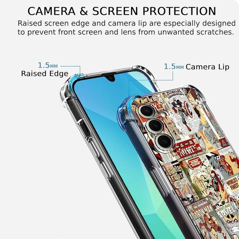 حافظة لهاتف Galaxy A16 بتصميم البطل الخارق، نمط مجمع فني لثقافة البوب ​​الهزلية الكرتونية، غطاء هاتف ممتص للصدمات من مادة TPU الناعمة الشفافة، 6.7 بوصات (Hero,A16) in Kuwait