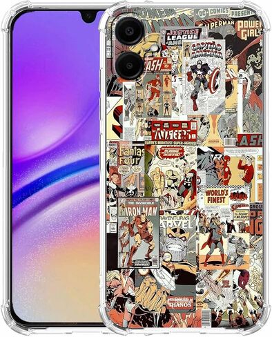 حافظة لهاتف Galaxy A16 بتصميم البطل الخارق، نمط مجمع فني لثقافة البوب ​​الهزلية الكرتونية، غطاء هاتف ممتص للصدمات من مادة TPU الناعمة الشفافة، 6.7 بوصات (Hero,A16) in Kuwait
