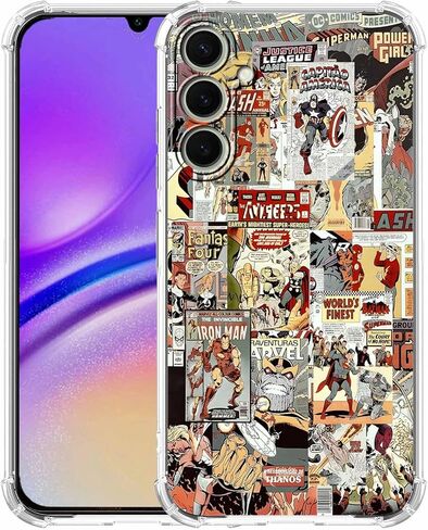 حافظة لهاتف Galaxy A16 بتصميم البطل الخارق، نمط مجمع فني لثقافة البوب ​​الهزلية الكرتونية، غطاء هاتف ممتص للصدمات من مادة TPU الناعمة الشفافة، 6.7 بوصات (Hero,A16) in Kuwait