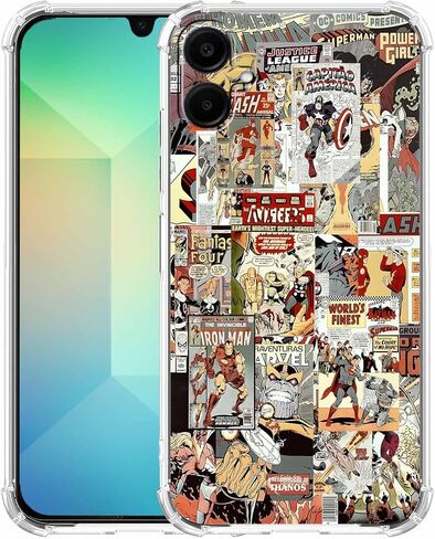 حافظة لهاتف Galaxy A16 بتصميم البطل الخارق، نمط مجمع فني لثقافة البوب ​​الهزلية الكرتونية، غطاء هاتف ممتص للصدمات من مادة TPU الناعمة الشفافة، 6.7 بوصات (Hero,A16) in Kuwait