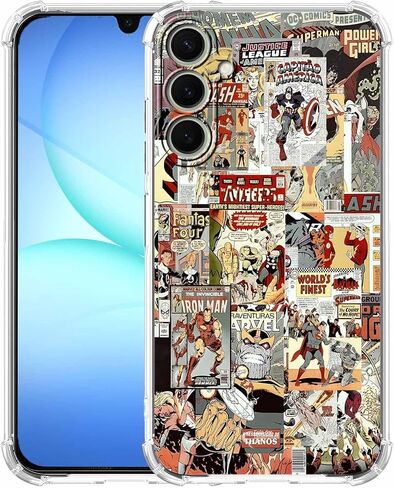 حافظة لهاتف Galaxy A16 بتصميم البطل الخارق، نمط مجمع فني لثقافة البوب ​​الهزلية الكرتونية، غطاء هاتف ممتص للصدمات من مادة TPU الناعمة الشفافة، 6.7 بوصات (Hero,A16) in Kuwait