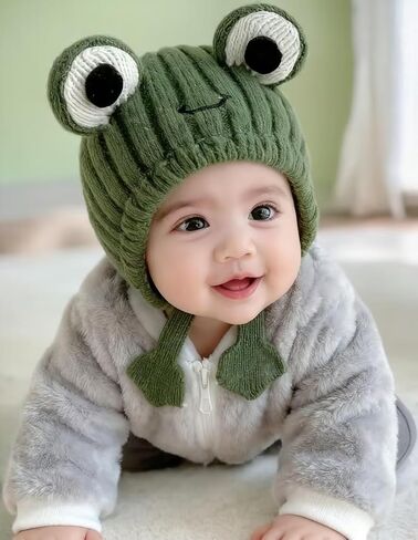 قبعة شتوية للأطفال من Keepersheep مع قبعة أذن للفتيات من Pompom Beanie محبوكة للأطفال الأولاد والبنات in Kuwait