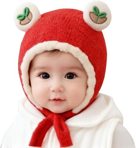 قبعة شتوية للأطفال من Keepersheep مع قبعة أذن للفتيات من Pompom Beanie محبوكة للأطفال الأولاد والبنات in Kuwait
