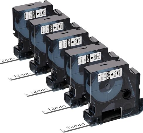 استبدال عبوات صانع الملصقات Dymo 45013 S0720530 D1، شريط صانع الملصقات، 1/2 بوصة × 23 قدم أسود على أبيض متوافق مع DYMO LabelManager 160 210D 260P 280 360D 450D، 4 عبوات in Kuwait