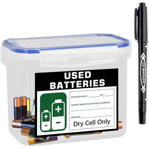 حاوية التخلص من البطارية لبطاريات الخلايا الجافة المستخدمة، صندوق تخزين لإعادة تدوير البطارية مع ملصق وعلامة التاريخ، صندوق منظم البطارية لمجموعة المكتب المنزلي وأماكن العمل in Kuwait