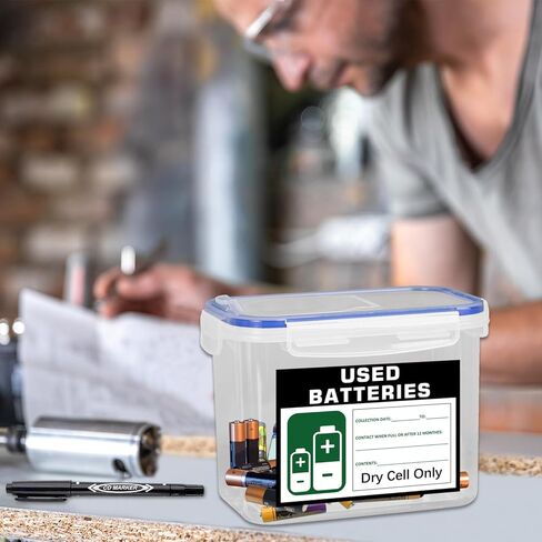 حاوية التخلص من البطارية لبطاريات الخلايا الجافة المستخدمة، صندوق تخزين لإعادة تدوير البطارية مع ملصق وعلامة التاريخ، صندوق منظم البطارية لمجموعة المكتب المنزلي وأماكن العمل in Kuwait