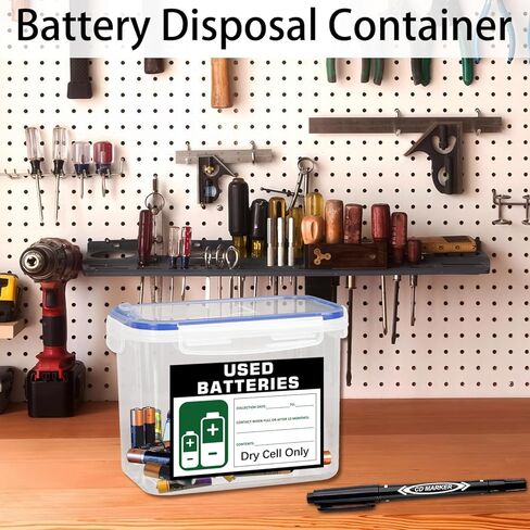 حاوية التخلص من البطارية لبطاريات الخلايا الجافة المستخدمة، صندوق تخزين لإعادة تدوير البطارية مع ملصق وعلامة التاريخ، صندوق منظم البطارية لمجموعة المكتب المنزلي وأماكن العمل in Kuwait