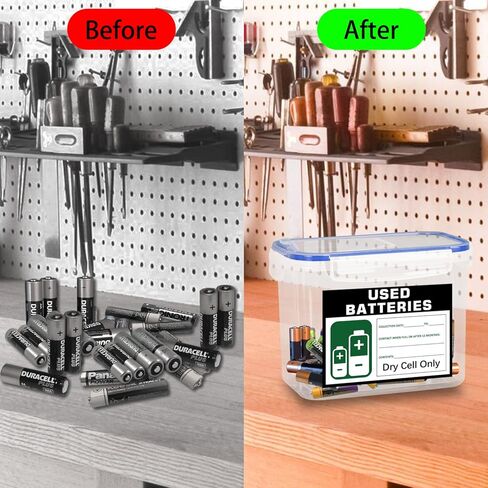 حاوية التخلص من البطارية لبطاريات الخلايا الجافة المستخدمة، صندوق تخزين لإعادة تدوير البطارية مع ملصق وعلامة التاريخ، صندوق منظم البطارية لمجموعة المكتب المنزلي وأماكن العمل in Kuwait