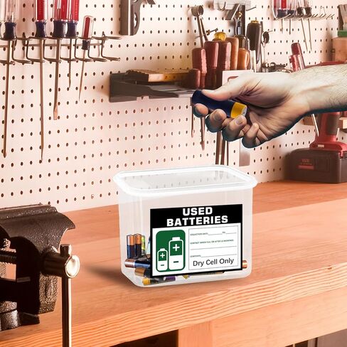 حاوية التخلص من البطارية لبطاريات الخلايا الجافة المستخدمة، صندوق تخزين لإعادة تدوير البطارية مع ملصق وعلامة التاريخ، صندوق منظم البطارية لمجموعة المكتب المنزلي وأماكن العمل in Kuwait