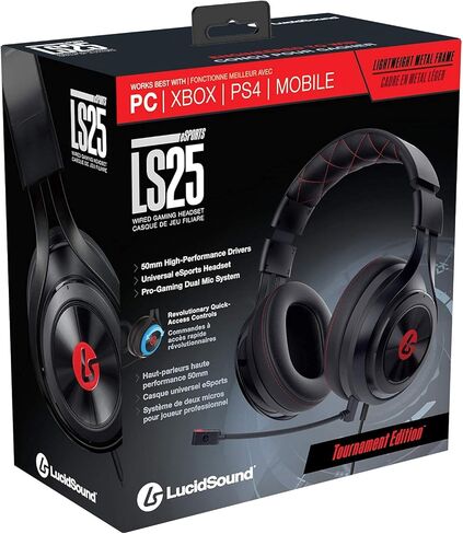 سماعة الألعاب LucidSound LS25BK لأجهزة الكمبيوتر الشخصية وXbox One وPS4 وPS4 Pro وNintendo Switch - إصدار الرياضات الإلكترونية (متجدد) in Saudi Arabia