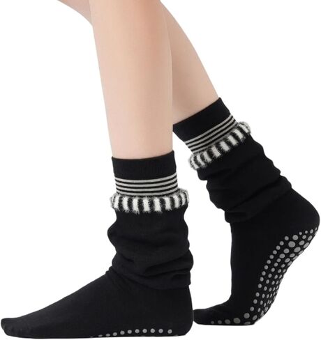 Verdancy Women's Slouchy Yoga Pilates Socks with Non-Slip Grips Tube Socks for Barre Dance in Saudi Arabia