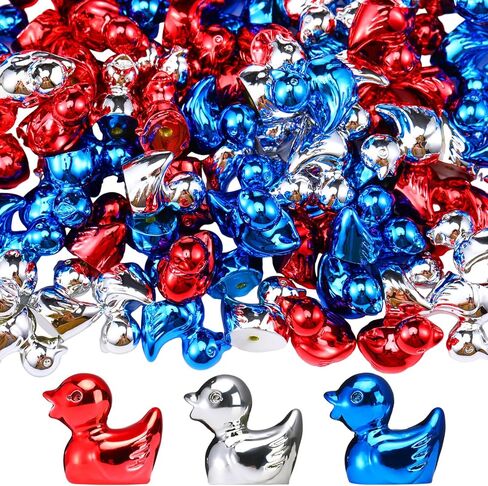 100 Pcs Shiny Valentines Day Mini Duck Figures Colorful Valentines Day Duck Decor Micro Landscape Aquarium Garden Hide and Seek Decoration Charm for Party Gift(Red, Fuchsia and Pink) in Saudi Arabia