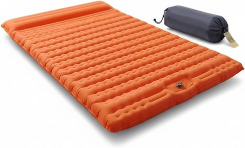 HI FINE CARE Double Camping Sleeping Pad 2 Percon, Ultralight Camping Mat with Pillow Built-in Foot Pump Inflatable Sleeping Pads Compact for Hiking Traveling Tent in Saudi Arabia