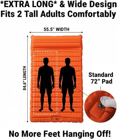 HI FINE CARE Double Camping Sleeping Pad 2 Percon, Ultralight Camping Mat with Pillow Built-in Foot Pump Inflatable Sleeping Pads Compact for Hiking Traveling Tent in Saudi Arabia